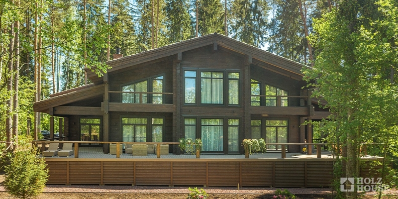 Двухэтажный дом из клееного бруса с террасой и балконом по проекту Австрия v4 - фото 5 на сайте Holz House